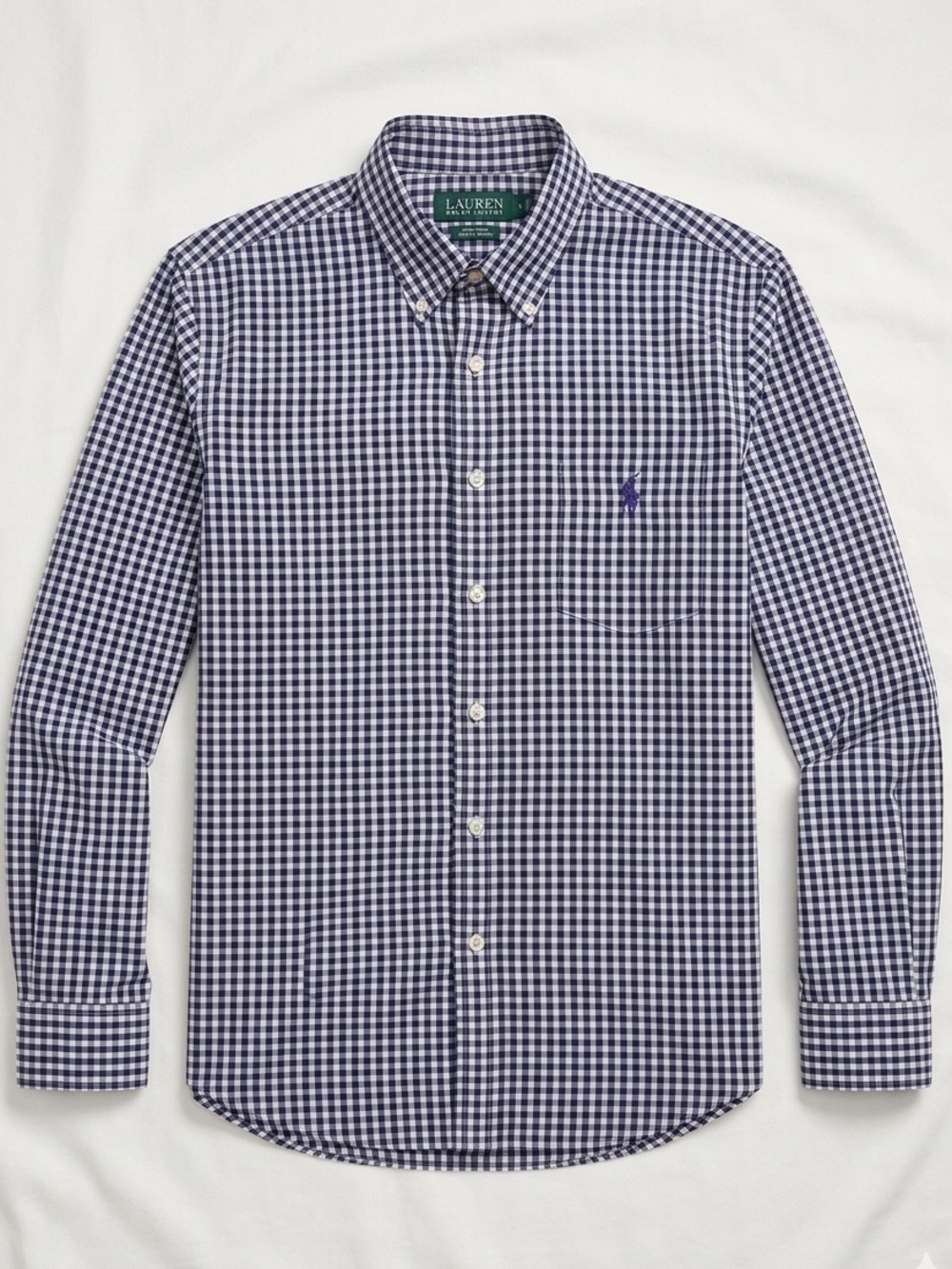 LAUREN RALPH LAUREN long sleeve plaid button up shirt size 17 L/XL blue white